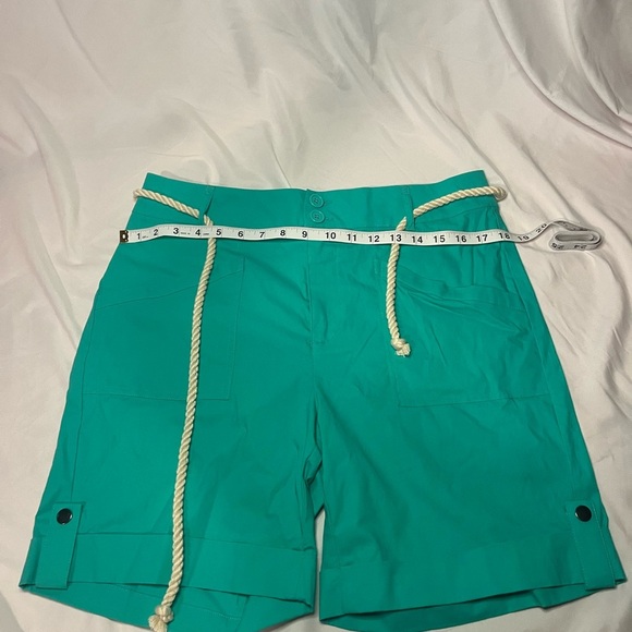 Vibrant Green Women's Shorts with Nautical Rope Accent - Picture 2 of 7